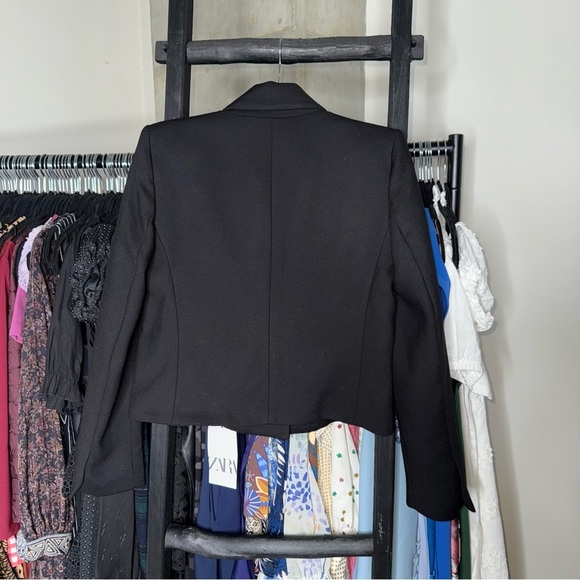 Zara Cropped Black Double-Breasted Blazer with Gold Buttons - Picture 8 of 10